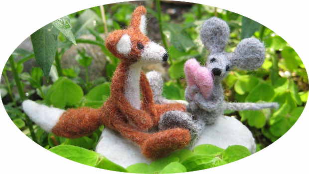 Felted fox and mouse