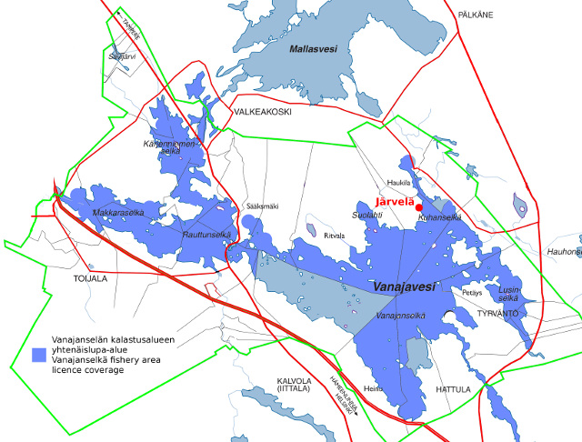 Map of Vanajanselkä fishery area